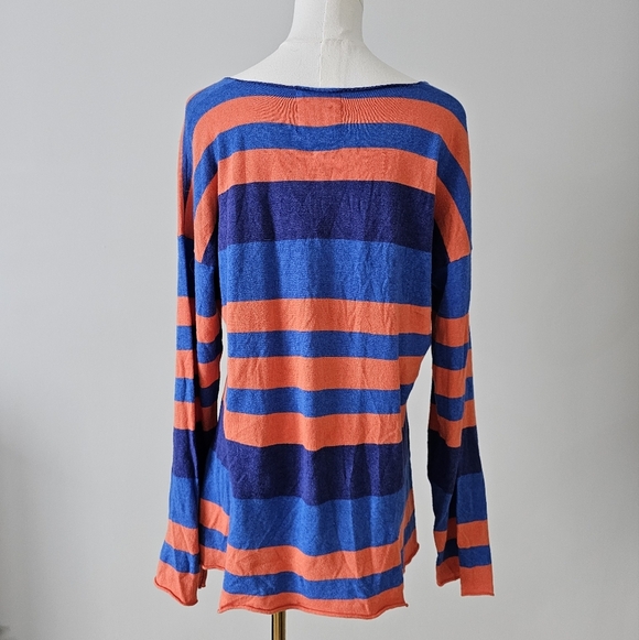 One teaspoon orange blue striped scoop neck sweater Size s - Picture 2 of 5